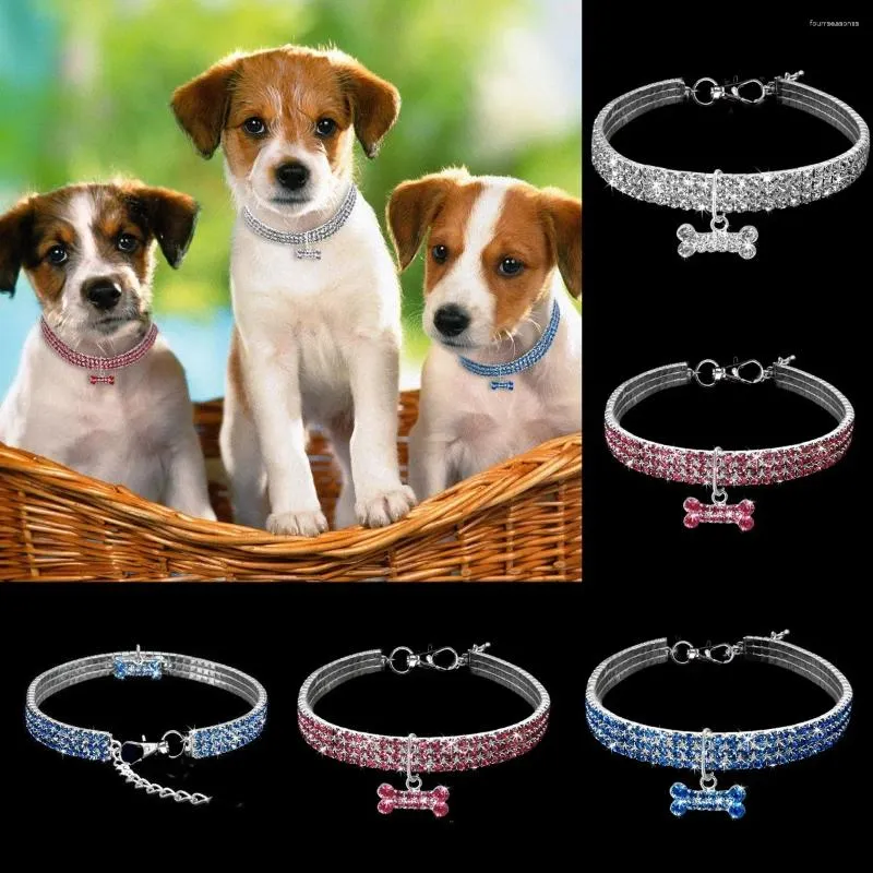 Colliers pour chiens, collier en cristal exquis, pendentif en os, chiot, animal de compagnie brillant, collier complet en strass pour chiens