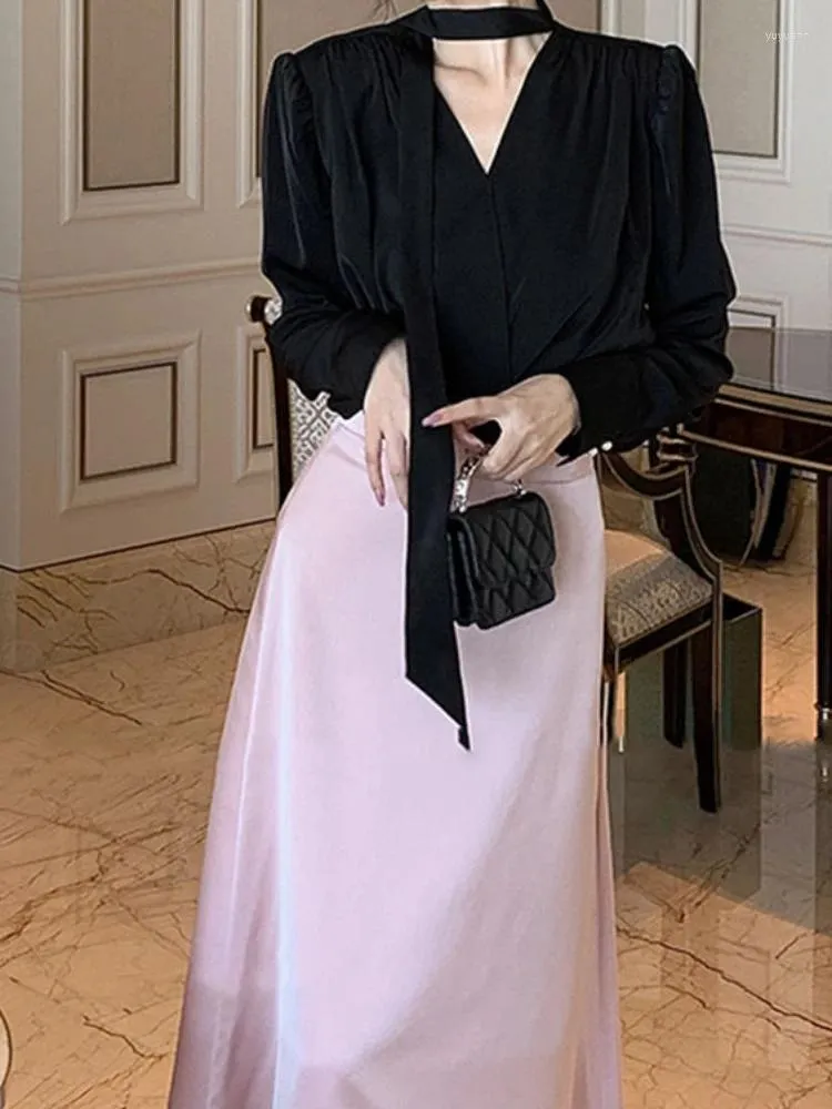 Arbeitskleider Harajpee Französische königliche Schwesteranzüge mit Schnürung und langärmeligem Hemd Damen Herbstdesign Einzigartige obere Halbröcke Schön romantisch