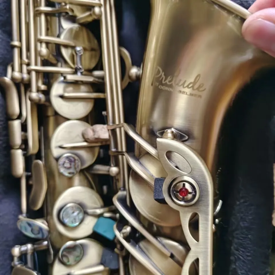 Saxophone Alto en laiton des états-unis, finition satinée brossée Antique, modèle instruments de musique professionnels à vent avec accessoires