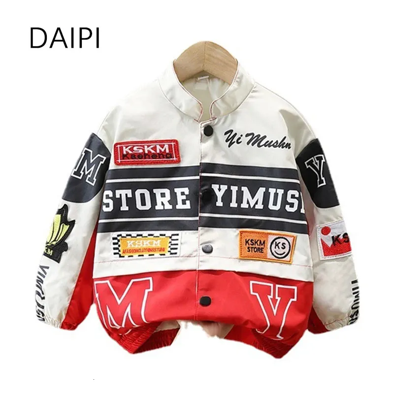 Jackets Clothes Child Boy Jacket Letter Button Boys and Girls Coats 2023 Korean Kids Motorcycle Streetwear Fashion 2 11year 231204