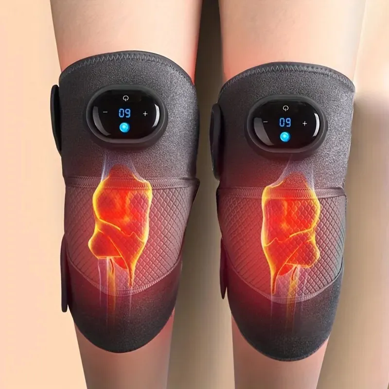 Leg Massagers Heated Knee Massager Shoulder Brace Adjustable Vibrations And Heating Modes Pad For Elbow Relax Legs 231204