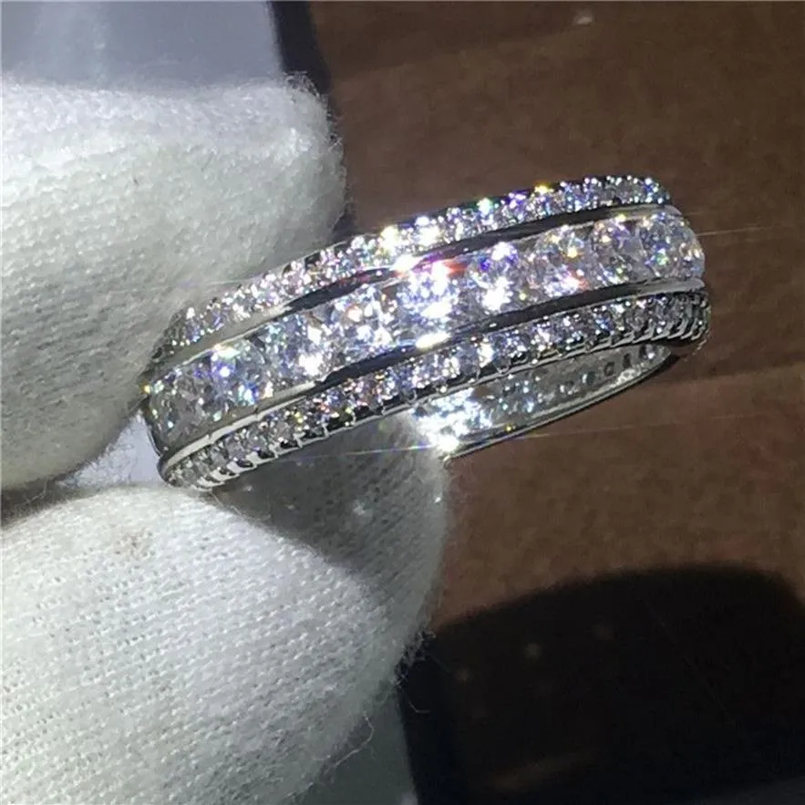 2017 Nouvelles Femmes De Mode Plein Rond Diamonique zircon 925 Sterling argent Bague de Fiançailles de mariage pour les femmes bijoux Taille 5-10208V