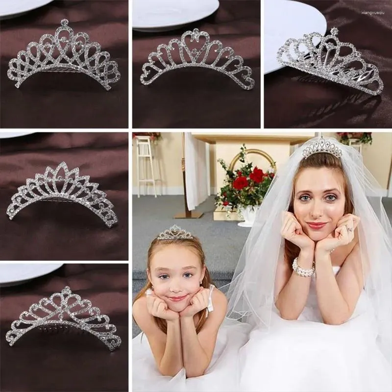 Hårtillbehör Rhinestone Princess Crystal Tiaras Pearl Tiara Shining Crowns Comb Wedding