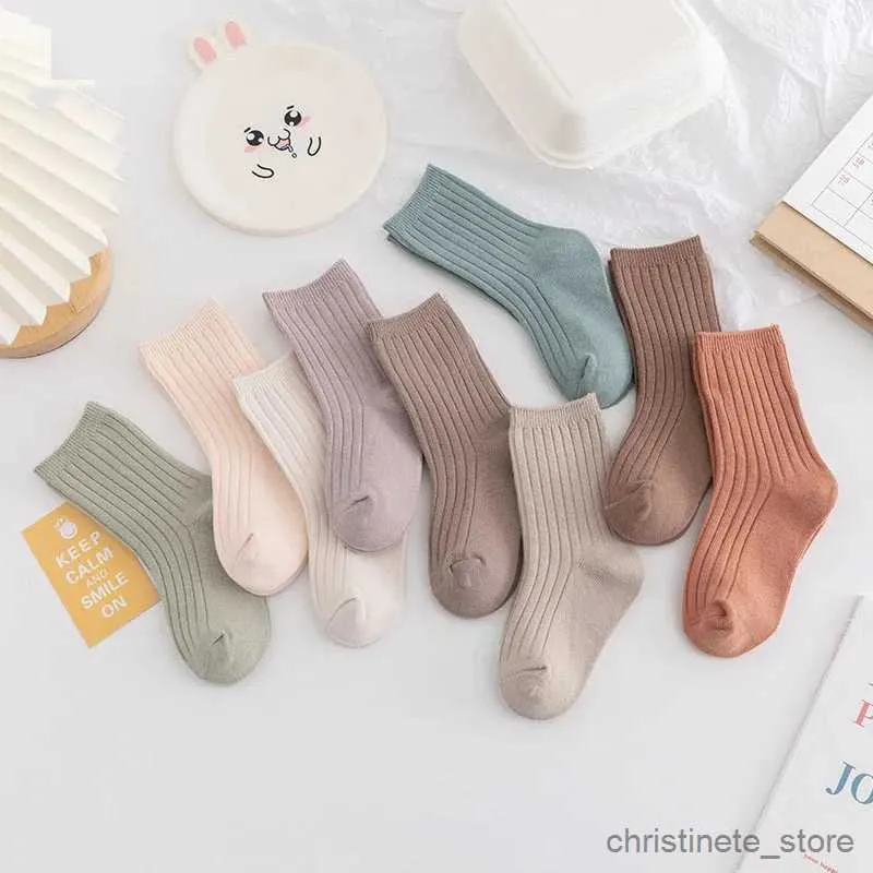 Chaussettes pour enfants printemps été bébé doux couleur unie chaussettes blanches mignon coton tricot point haut longs bas pour enfants infantile enfant en bas âge trucs R231204