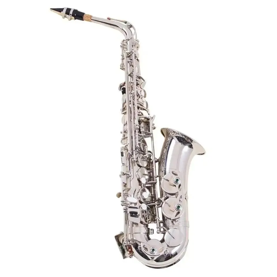 Högklassig antikfinish EB E-flat Alto Saxofon Sax Shell Key Carve Mönster Trävind Instrument med fall Övriga Aeccessaries