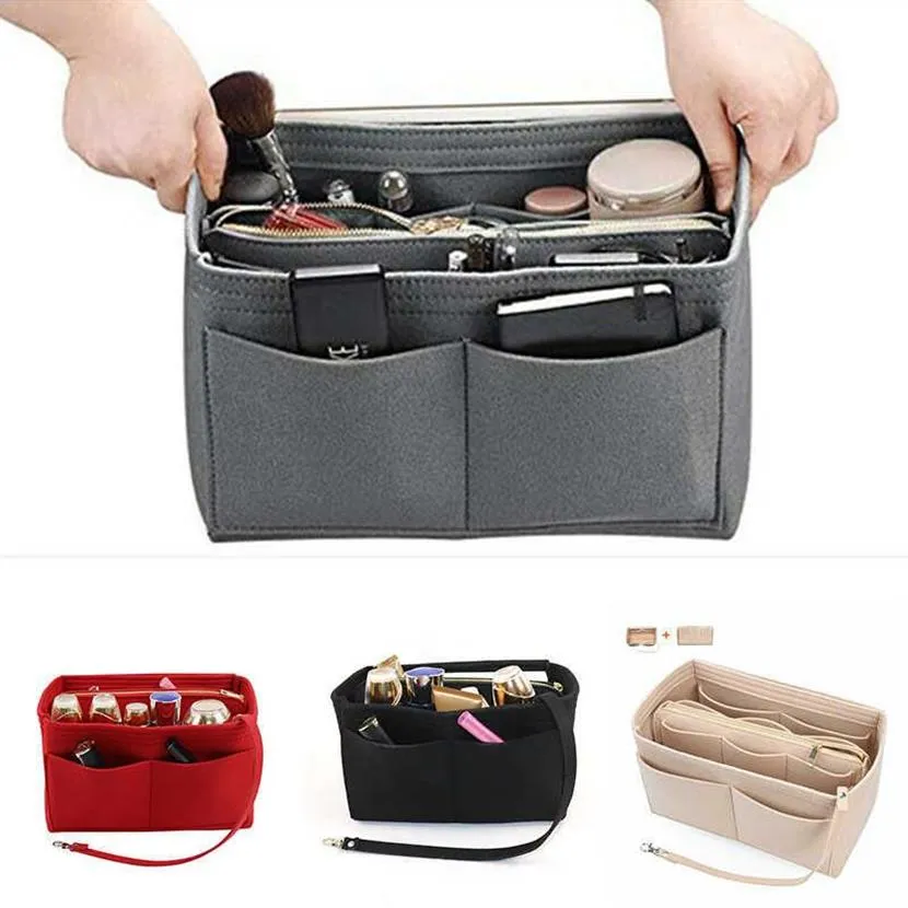 Felt Purse Insert Organizer Portable Cosmetic Bag Fit For Handbag Tote Various Bag Fashion Makeup Bag Organizer Necessaire 210729251G