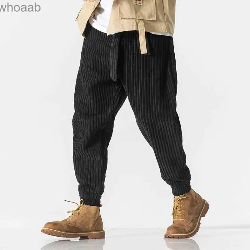 Mens Pants 2023 Winter New Japanese Men Corduroy Harem Pants