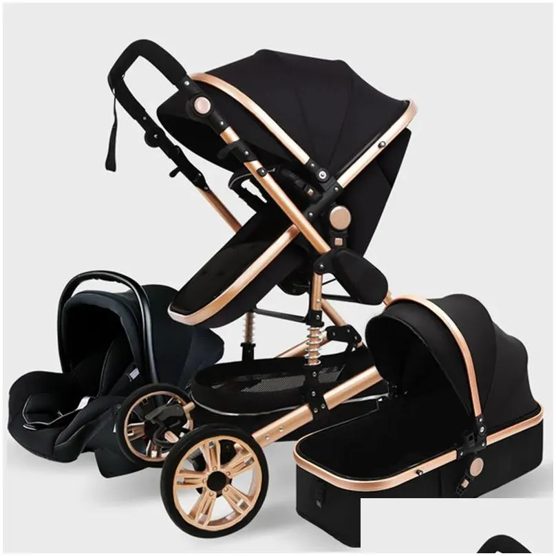 Baby Stroller 3 in 1 Genuine Portable Carriage Fold Pram Aluminum Frame Stroller