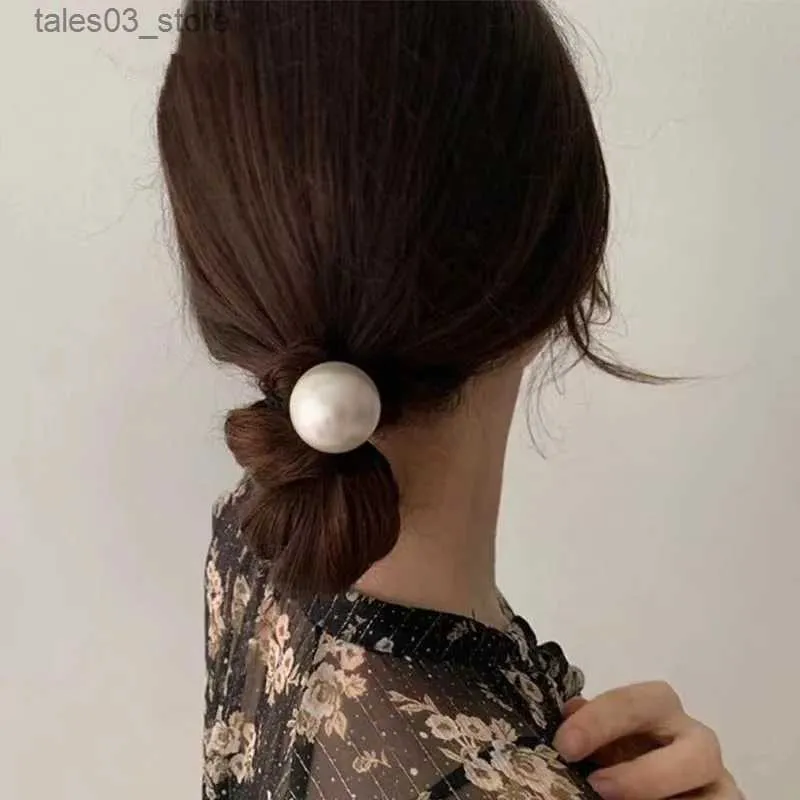 Kopfbedeckung Haarschmuck 2PC Koreanische süße Perle elastische Haarbänder Rubbeand für Frauen Mädchen Haargummis Ringe Seil für Haarschmuck Pferdeschwanzhalter Q231204