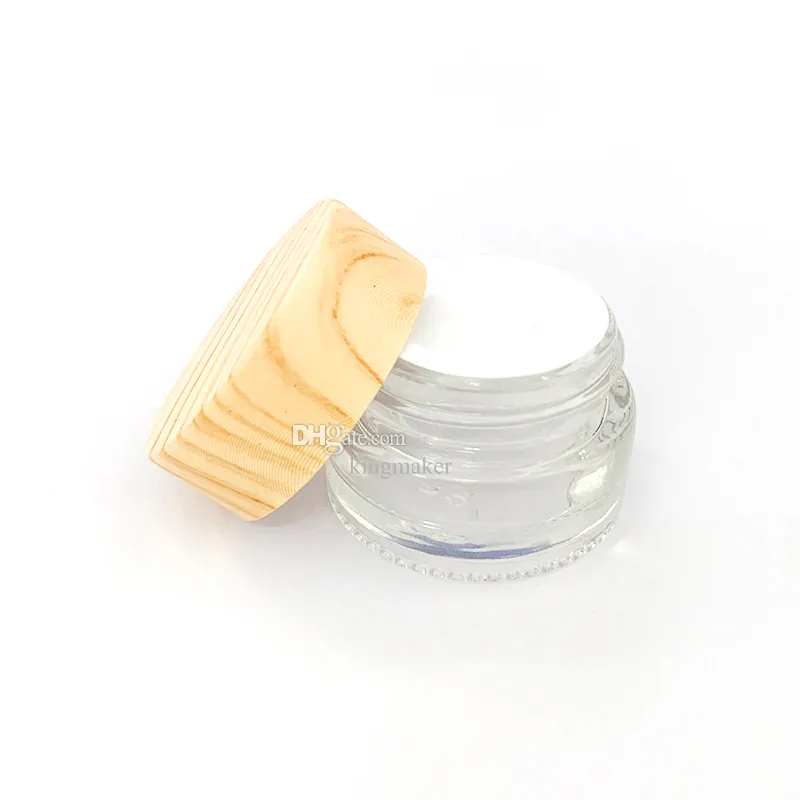 Nouveau pot de cire à capuchon de grain de bois 5 ml pour la collection de crème à l'huile épaisse Bocaux en verre Réservoir de maquillage Échantillon Boîte cosmétique Stockage Porte-bouteille Portable