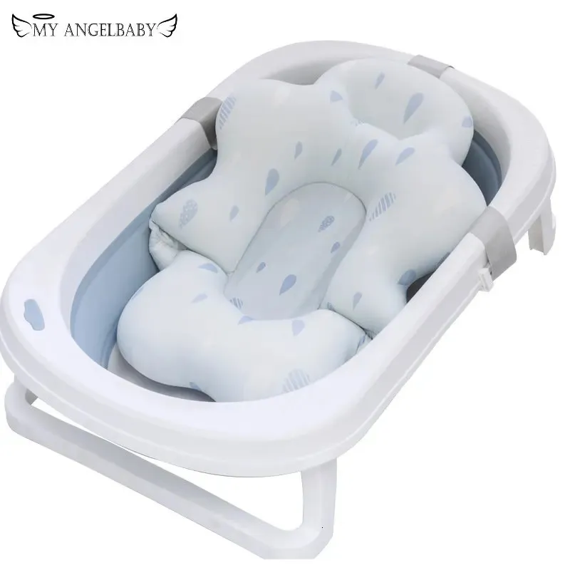 Bathing Tubs Seats Baby Bathtub Cushion Foldable Baby Bath Seat Support Pad born Bathtub Chair Infant Anti-Slip Soft Comfort Body Cushion Mat 231204