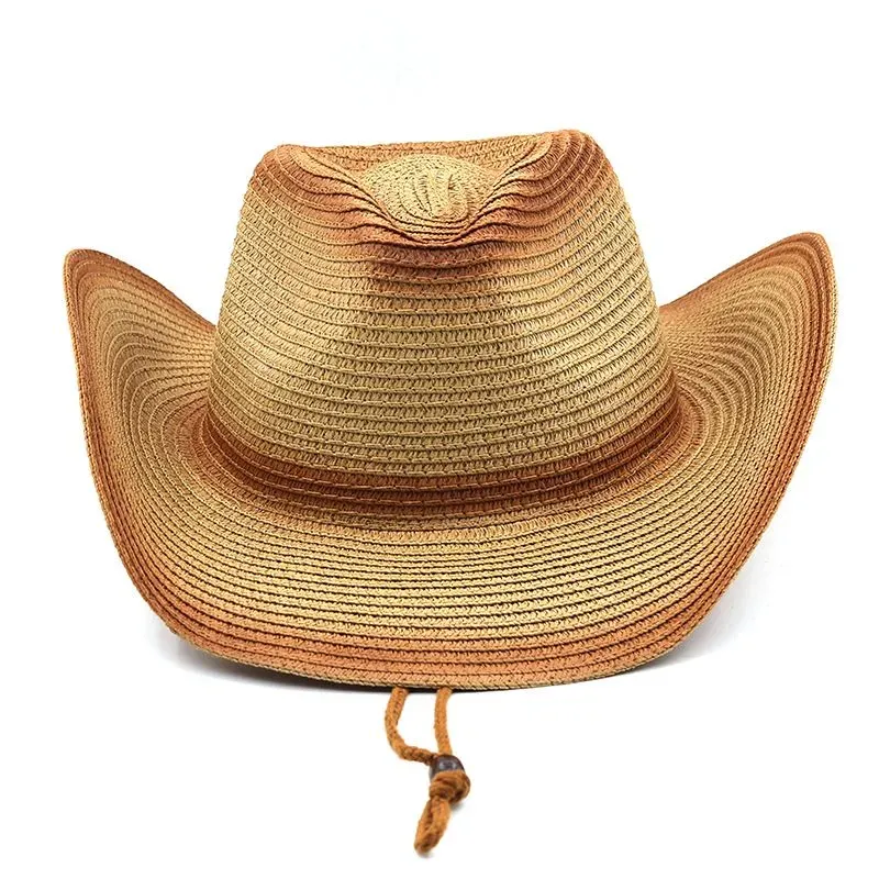 Western Cowboy Straw Sunhat For Men: Wide Brim, Casual & Sun