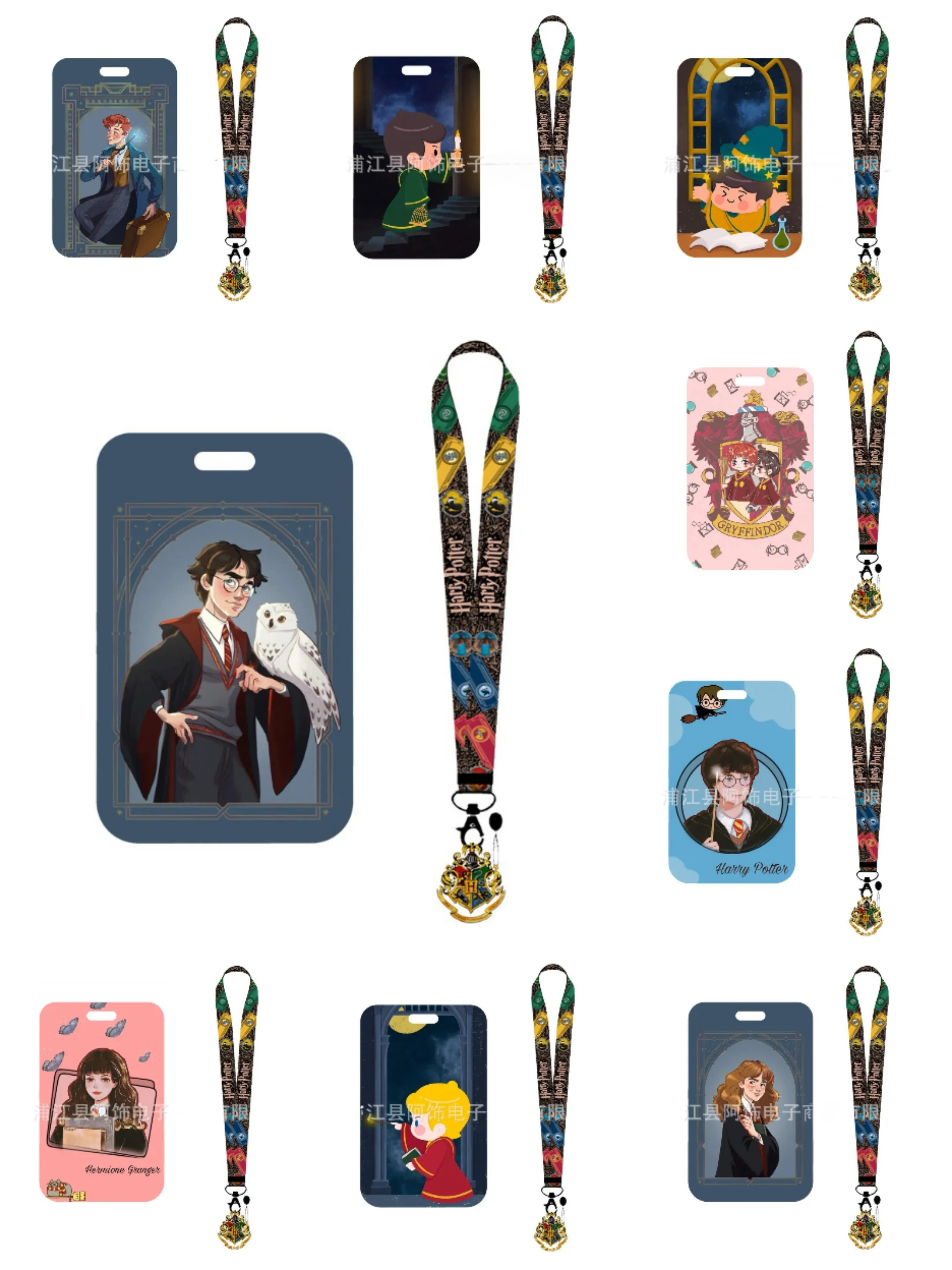 Venta al por mayor 50 set Cartoon Magic School PVC Tarjeta Cubierta Estudiante Campus Colgando Cuello Bolsa Teléfono celular Correas Charms Titular Lanyard ID Titulares de tarjetas Llavero Regalo 2023