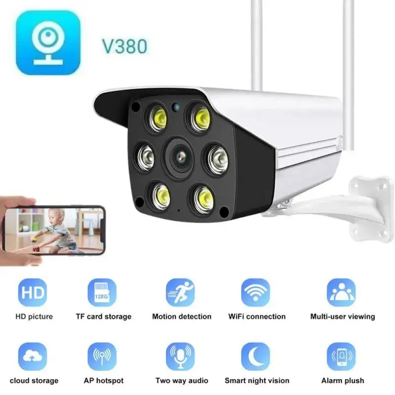 V380 Pro 3MP WiFi Kamera Açık Kablosuz IP Kamera Güvenlik Koruması İki Yol Ses Su Geçirmez Akıllı Kamera