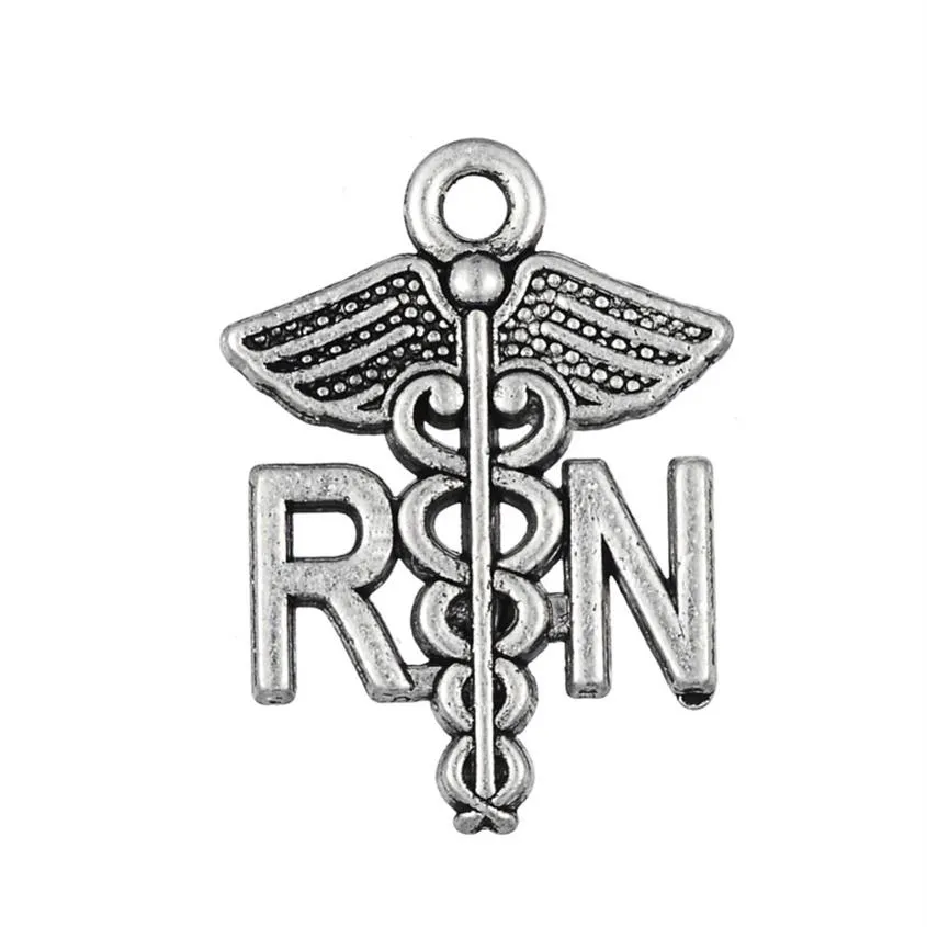 Caducée RN charme infirmière autorisée pendentif résultats de bracelet médical 20pcs212p