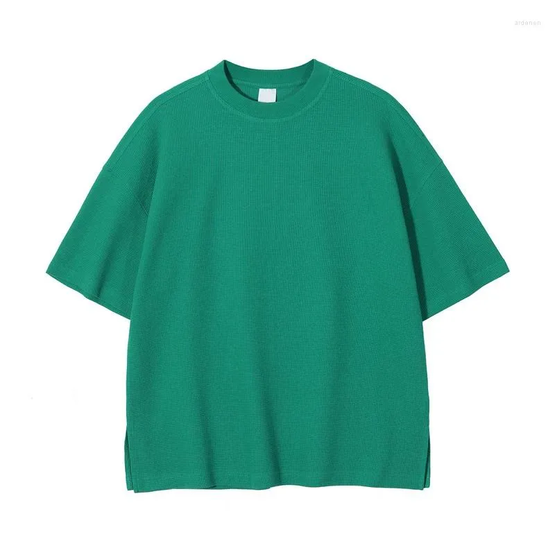 Camiseta masculina verão oversize solto simples topo homem costura em torno do pescoço camiseta manga curta split hem hip hop camiseta roupas
