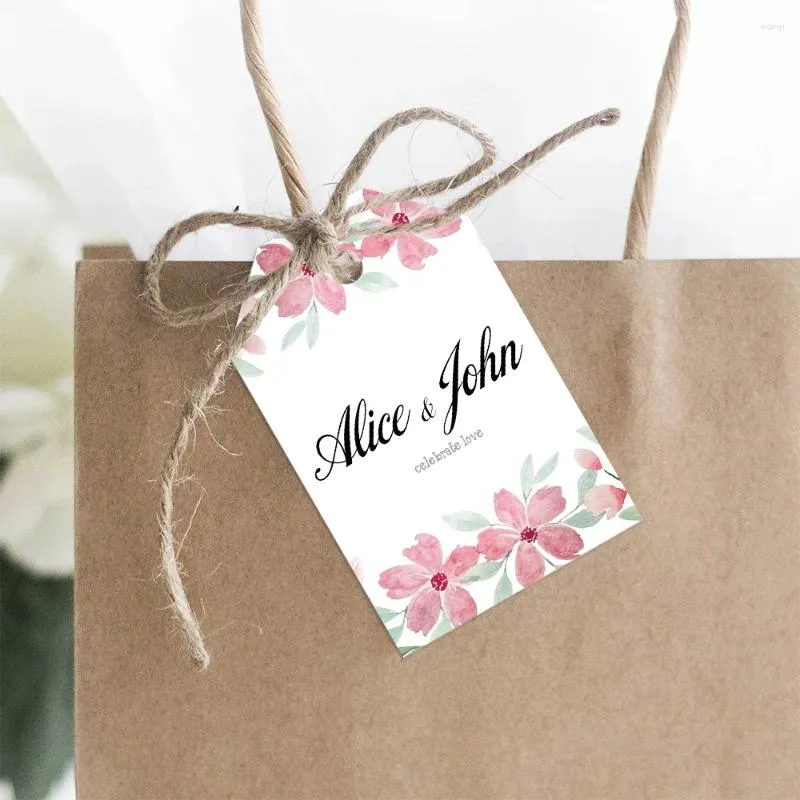 Party Supplies Hand Ritn Floral Custom Wedding Hexagon Taggar Personlig brud tack Duschdekoration