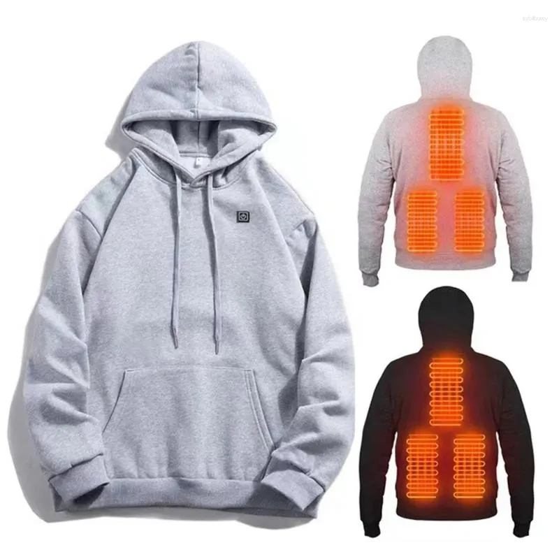 Sudaderas con capucha para hombre, sudadera cálida de lana con calefacción USB para hombre, ropa de calle de moda, jerséis holgados informales, Sudadera con capucha de invierno para hombre