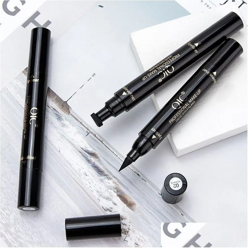 Eyeliner Stamp 2 In1 Liquid Pencil Double-Headed Seal Pen Stamps Waterproof Quick Dry Eye Liner Makeup Drop Delivery Health Beauty Ey Dhidk