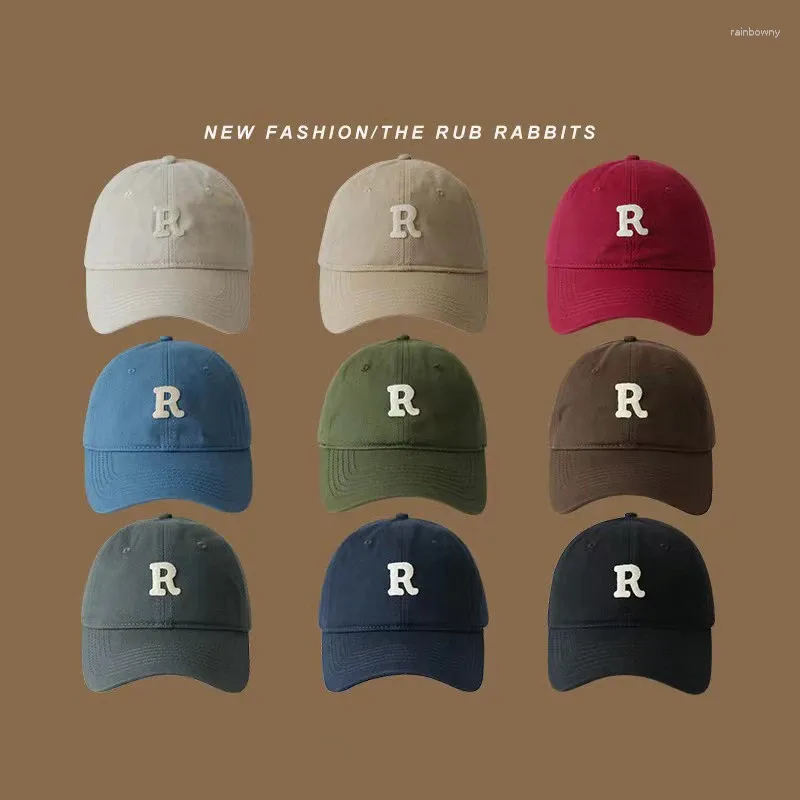 Casquettes de baseball Chapeau de baseball à la mode pour hommes et femmes, casquette à visière en coton respirant avec lettre R, 11 couleurs pour étudiants