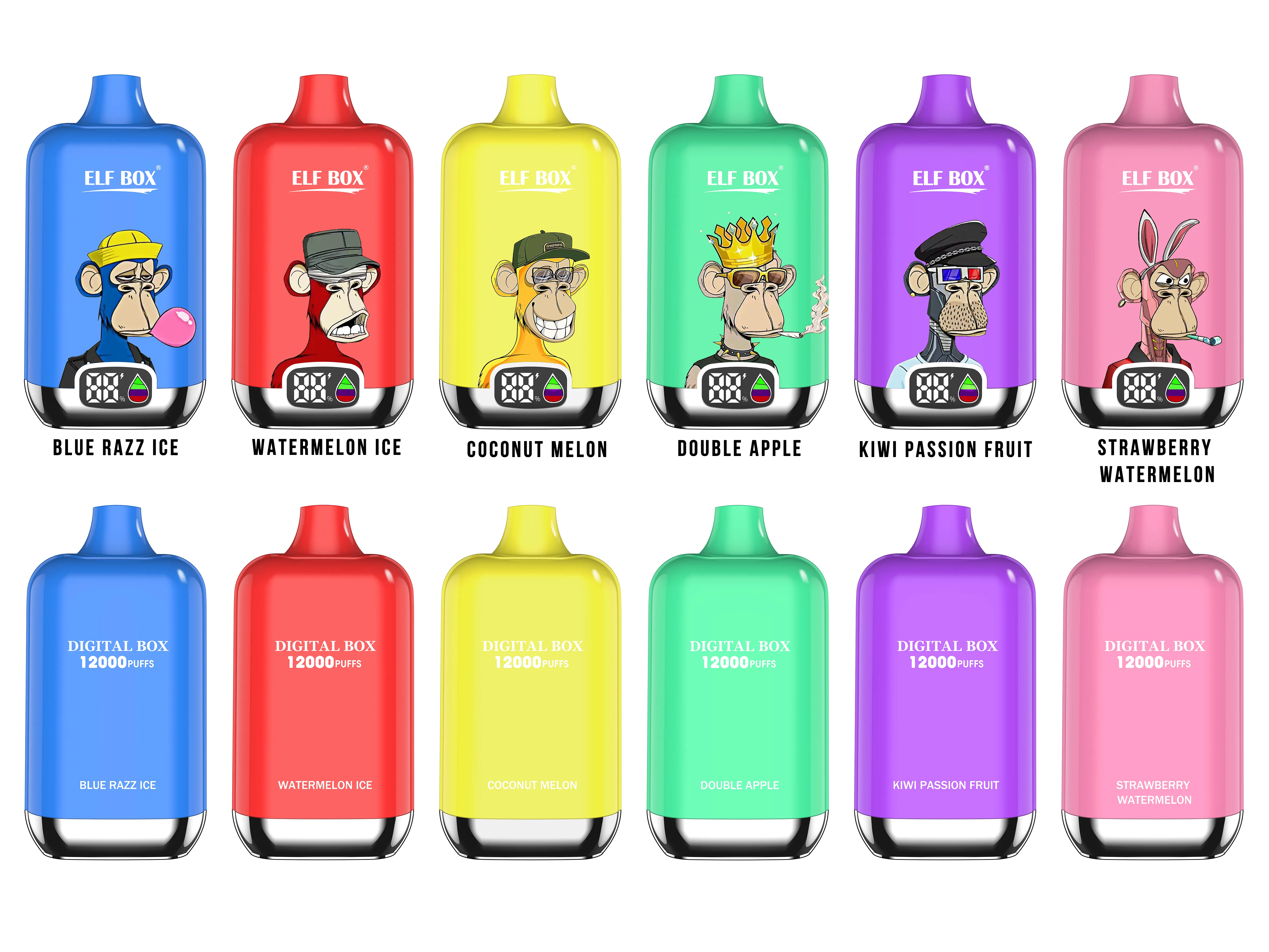 PuffBOX 12k ELF Digital Vape 25ML Prefilled Pods, 0.8ohm Mesh Coil, 500mAh Battery