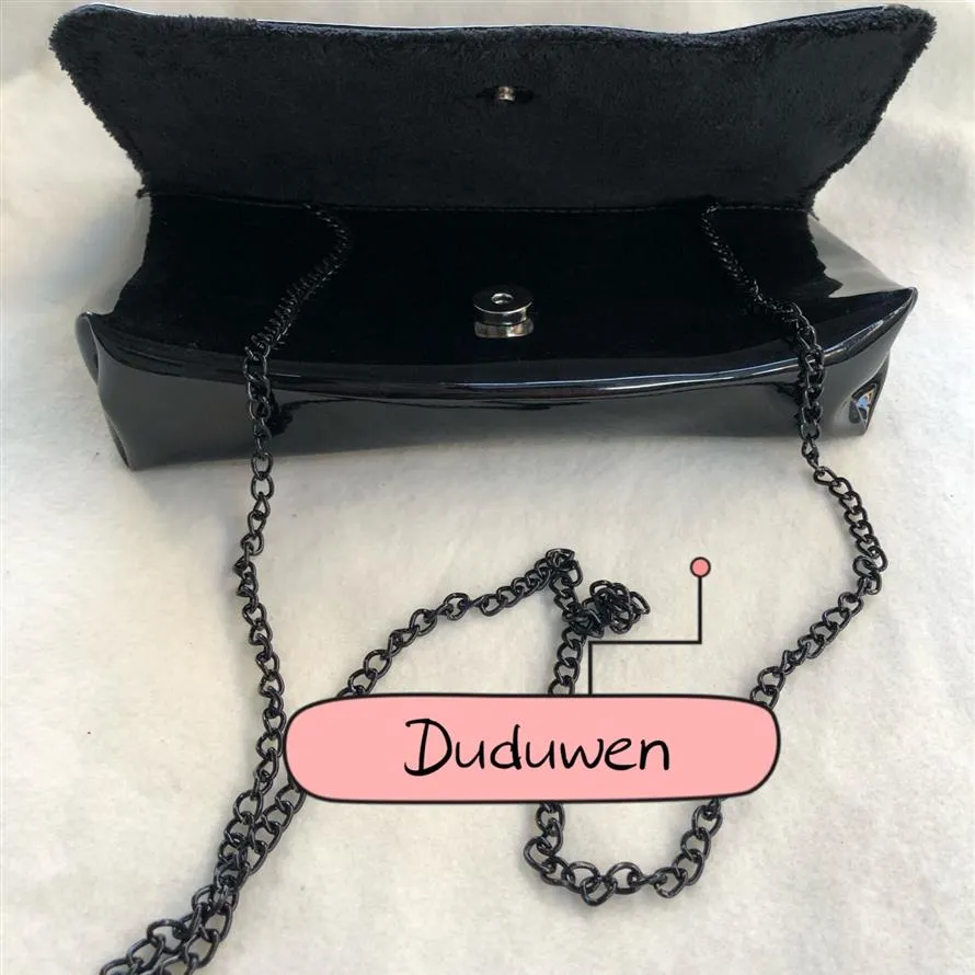 23X13X5cm mode glanzende tas gewatteerde C met ketting zwarte klassieke make-up comsetics opbergtas272w