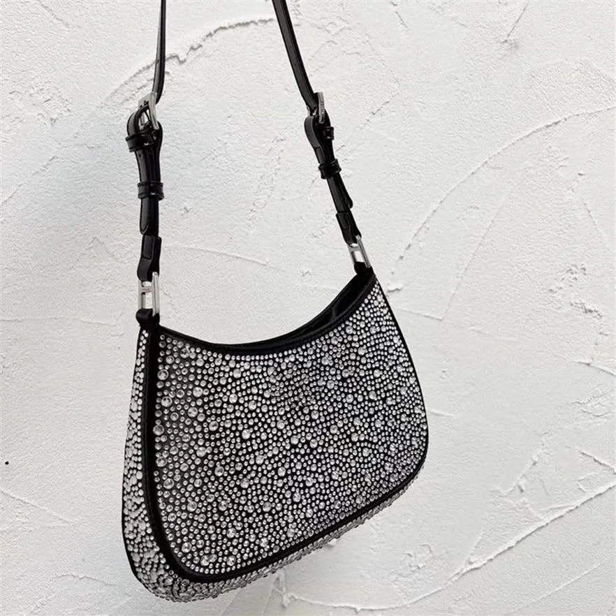 Perle de luxe strass sacs à bandoulière femmes brillant diamant sacs à main Hobos perles Baguettes Bling perles sacs à main Triangle scintillant D309B