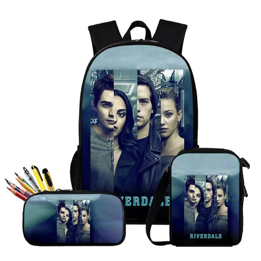 Riverdale Seizoen 5 Tiener Jongens Meisjes 3pcs Set Rugzak Schooltas Vrouwen Mannen 3D Mode Oxford Waterdichte Bicycle236d