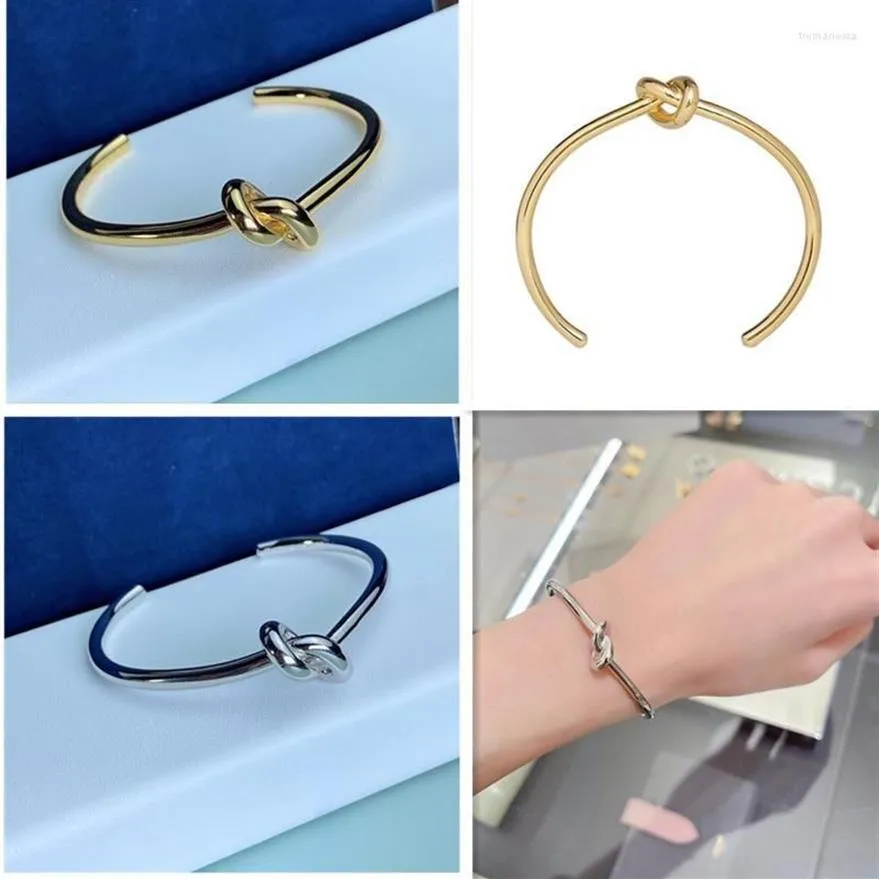 Bangle estilo europeu e americano simples atado amor aberto pulseira homens mulheres moda tendência marca amante presente trum22249r