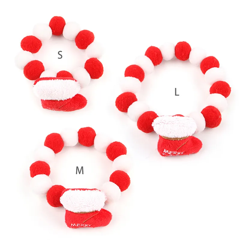 Collier De Noël Chien Chat - Rouge Et Vert Avec Pompons, élastique Réglable Pour Petits Et Moyens Animaux - 2