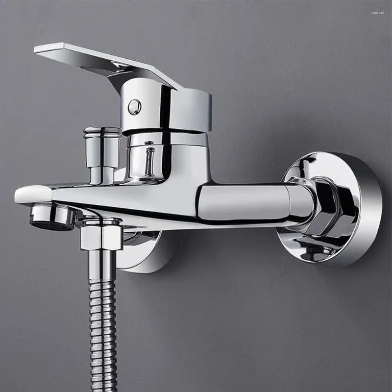 Robinets d'évier de salle de bains, lavabo en alliage de Zinc chromé, robinet mitigeur mural d'eau froide à double bec pour séparateur de bain-douche