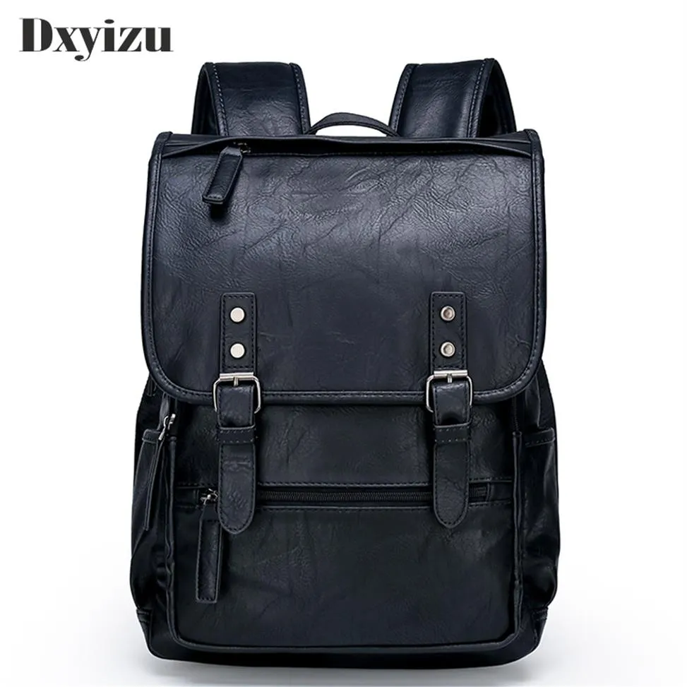 Mode Mannen Casual Rugzak Reizen Schooltas Man Grote Capaciteit Tiener Luxe Tas Mochila Lederen Laptop Rugzakken 201112864