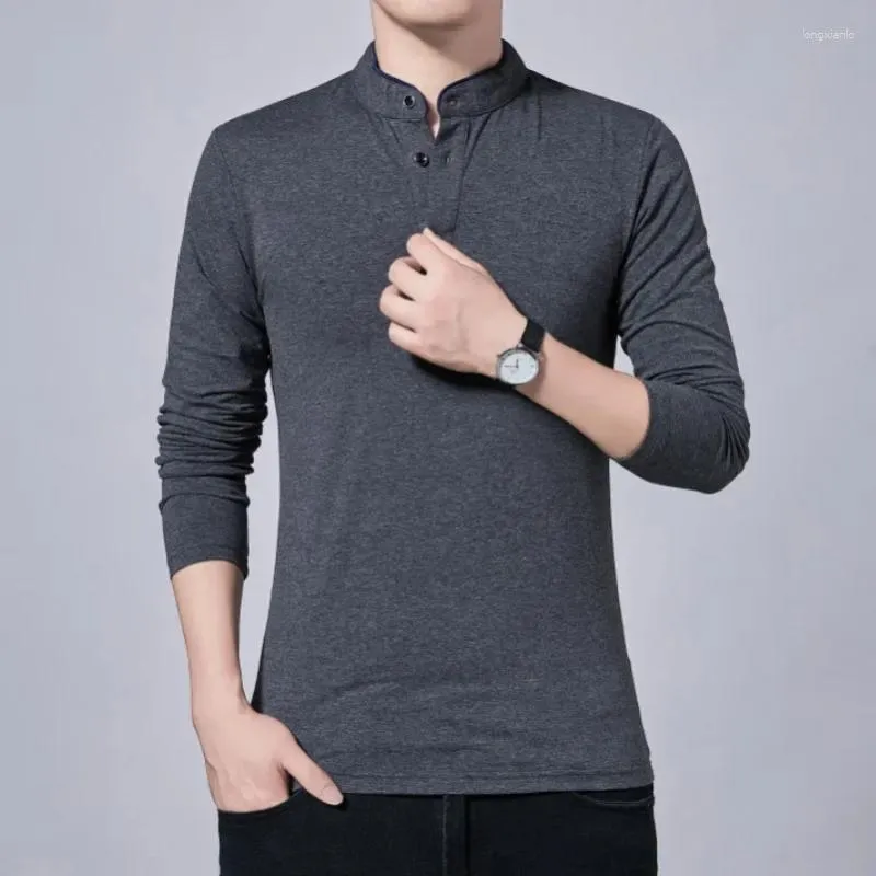 Ternos masculinos a1990 camiseta homem 2023 lente herfst coreano casual magro suporte kraag plus size para kleding