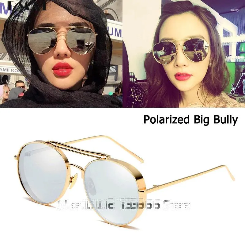 Sunglasses 2023 Fashion Big Bully Style Aviation Metal Thick Side Brand Design Sun Glasses Unisex 1649