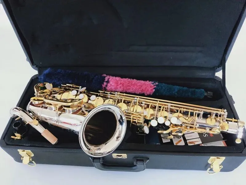 Kaluo Lin Custom Alto Saxophone E-Flat Musikinstrument Bästa kvalitet Saxofonsilverpläterad med fall