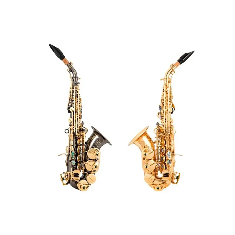 Saidesen SAS-780 BB Tune Soprano Saxophone Brass Goldblack Nickel Plated Curved Neck B-platt Soprano Sax Musical Instrument