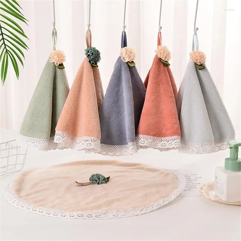 Towel Flower Hand Towels Absorbent Kitchen Cute With Hanging Loops For Bathroom Bedroom