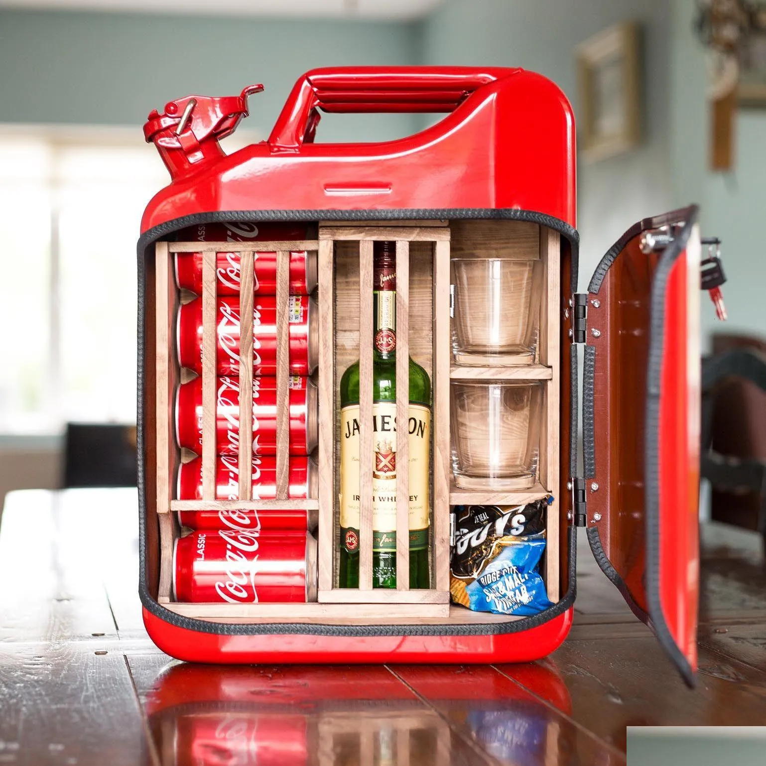 Ferramentas de bar Jerry Can Mini Bar Gasolina Barril Vinho Presente para Dad Hus Minibars Homem Presentes 230605 Drop Delivery Home Garden Kitchen Dining Dhnub