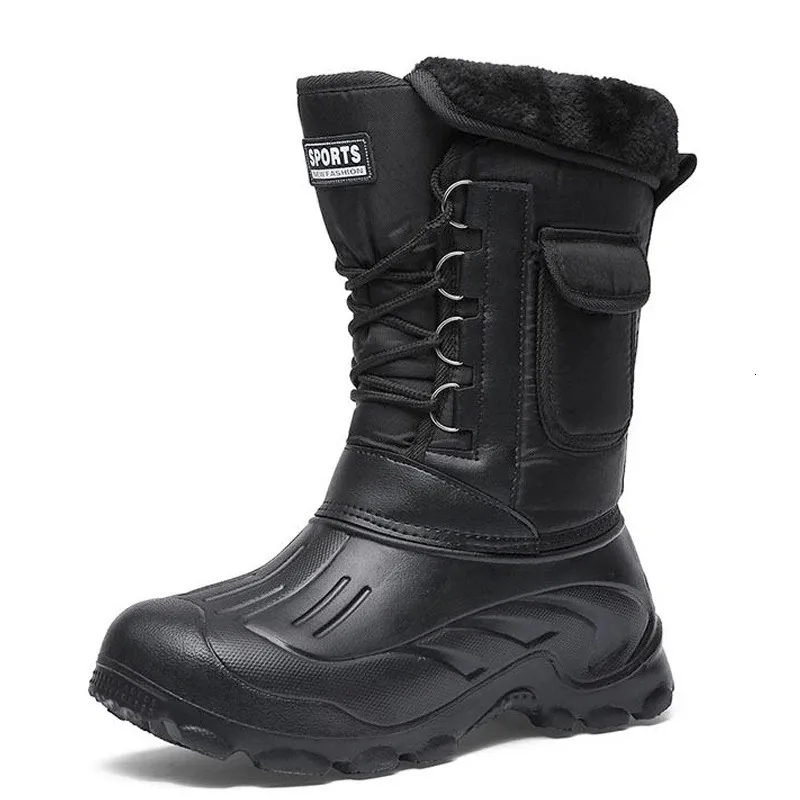 Botas masculinas botas de inverno quentes à prova d'água tênis atividades ao ar livre pesca neve botas de trabalho calçados masculinos sapatos botas de pesca 231202