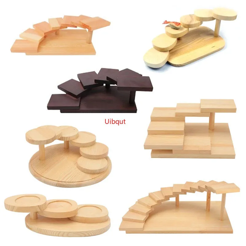 Sushi Tools Japanese Wood Wood Cuisine Bridge Boats Pine Creative Sashimi Plate Platter Table Proving Ornament Y231204