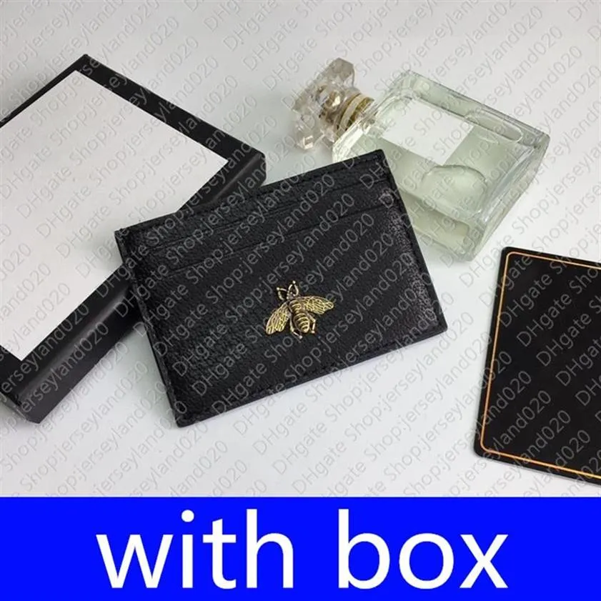 523685 Bee Animalier Card Case Designer Mens Lederen kaarthouder Mini Pocket Organizer Wallet Coin Purse Mode Signature Cardhol278K