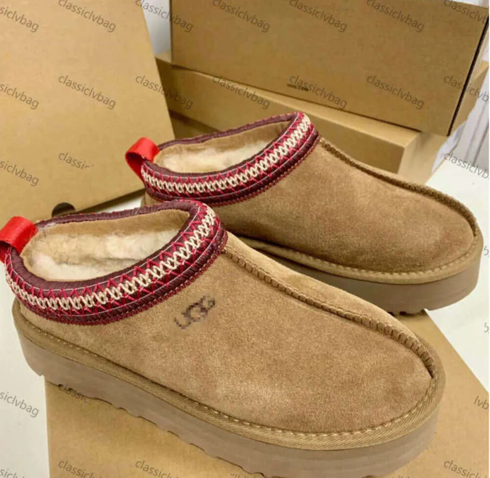 Tasman Slippers Chestnut Fur Slides Sheepskin Shearling Tazz New Mules Men Men Ultra Mini Platform 1ugglie-05 Boot-On Shoes Suede Upper Comfort Winter 9988ess