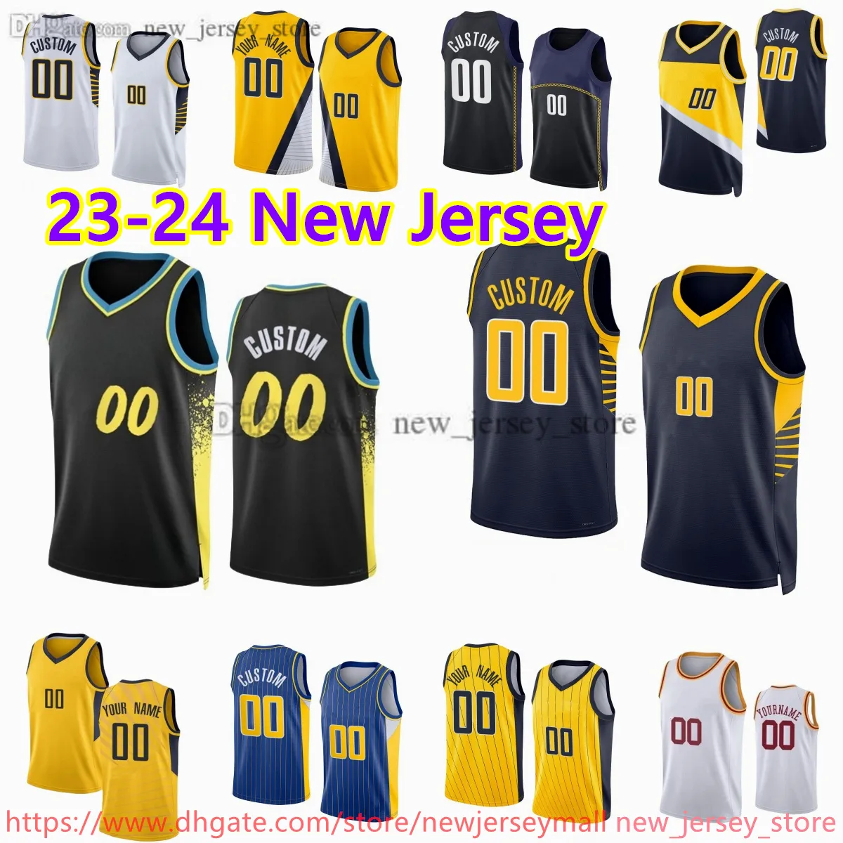 Personnalisé 2023-24 Nouvelle Saison Imprimé Basketball 00 BennedictMathurin Jersey Navy White Blue Jersey.Message N'importe quel numéro et nom sur commande