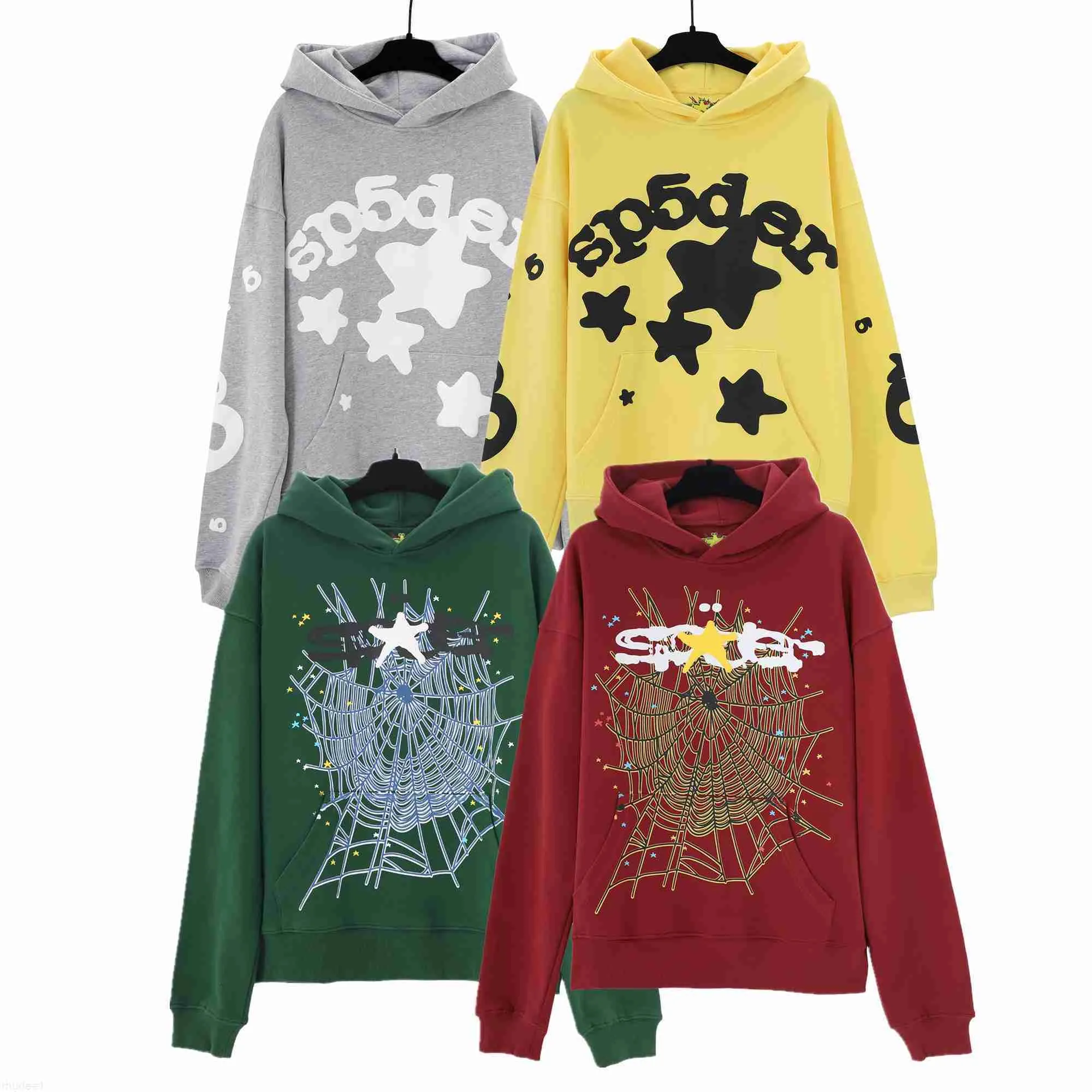 Spindel hoodie rosa sp5der grafisk designer hoodies puff tryck trycket set set förtjockad frerry tyg athleisure varm stampning skum tryck överdimensionerad cybx