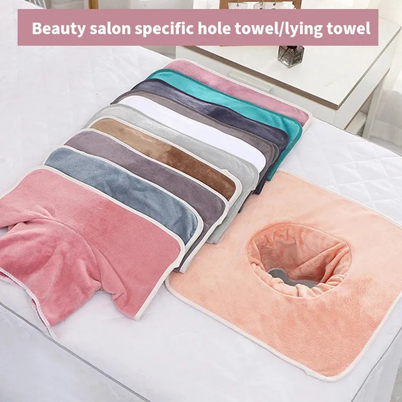 Full Body Massager 1 Pcs 35 35cm Thickened Beauty SPA Massage Table Planking Face Towel With Hole For Hospital el Salon 231204