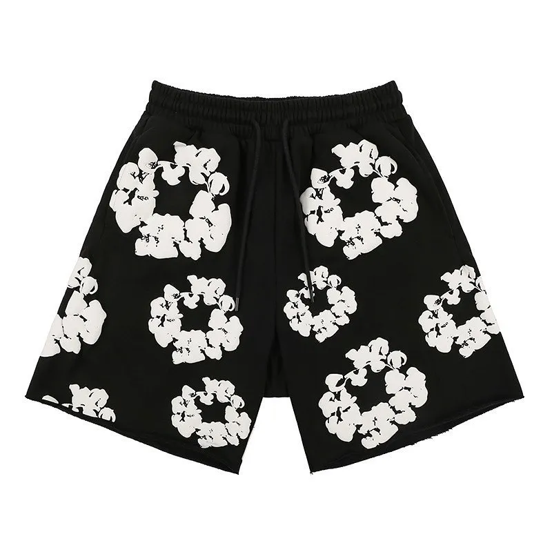 Shorts masculinos florais oversized mulher casual streetwear calças curtas