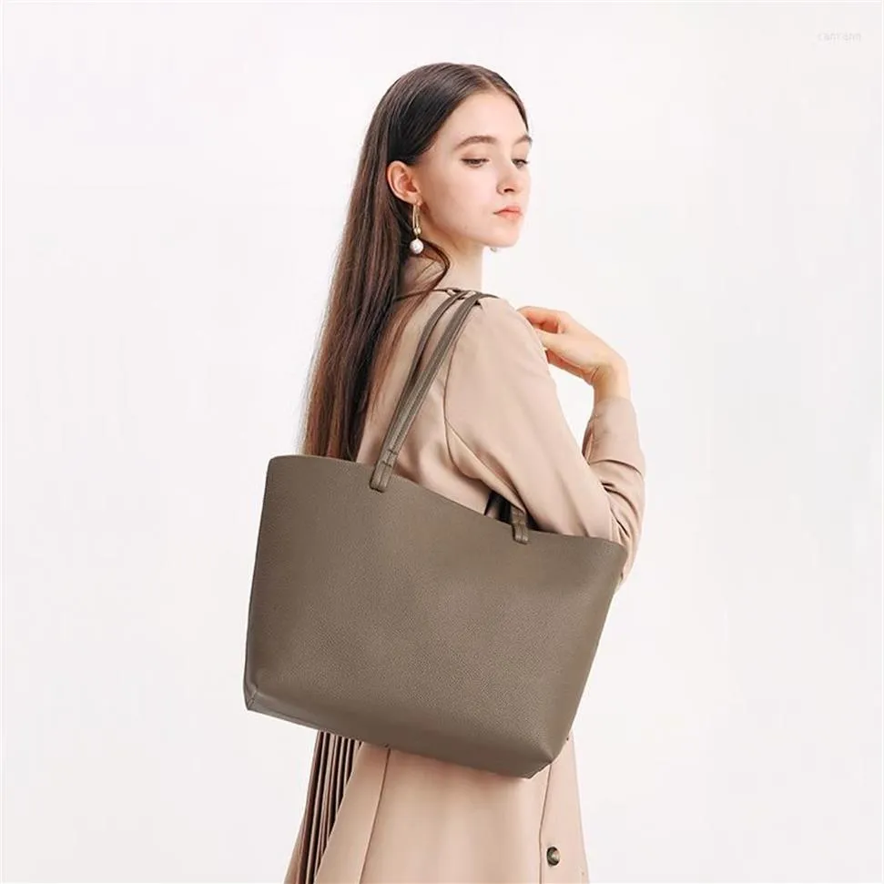 Sacs de soirée Femmes Sac En Cuir Véritable Simple Grande Capacité Fourre-Tout Femme De Haute Qualité Travail Banlieue Épaule Automne Printemps Winte271v