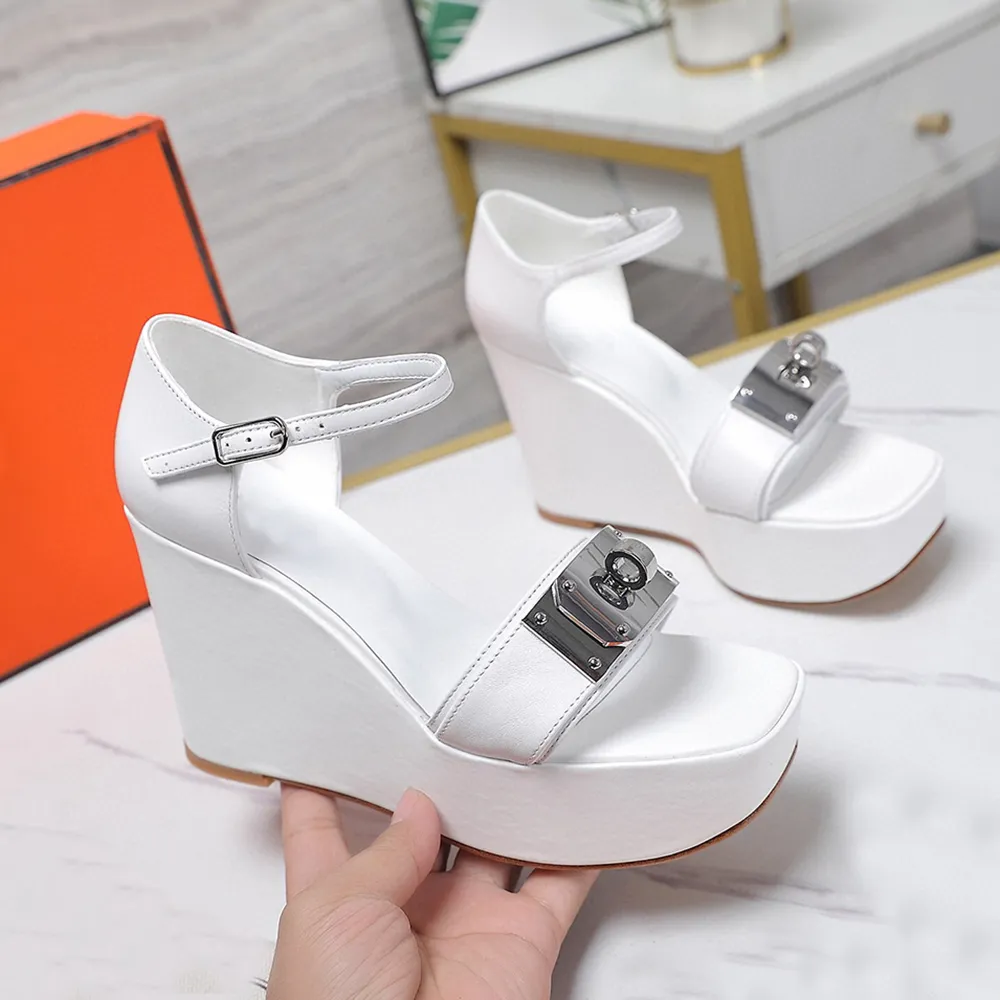 Peep toe leather wedges online