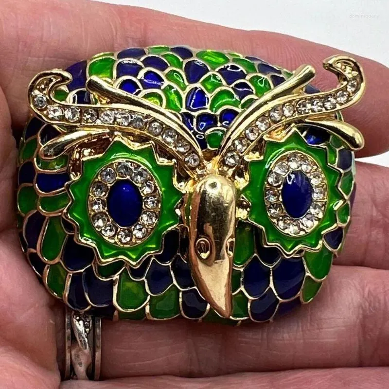 Broches Mode luxe Style métal grand oeil aigle broche aiguille visage strass bleu vert émail oiseau Costume bijoux dîner fête cadeaux