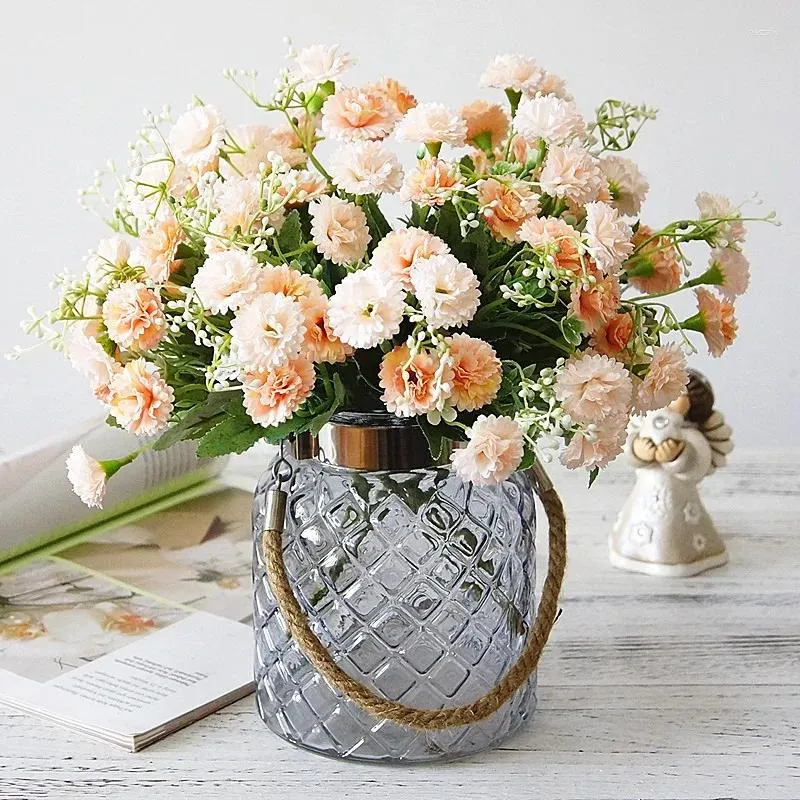 Flores decorativas casamento artificial dália lilás seda 20 cabeças planta lavanda falso para diy decoração peças centrais arranjo buquê